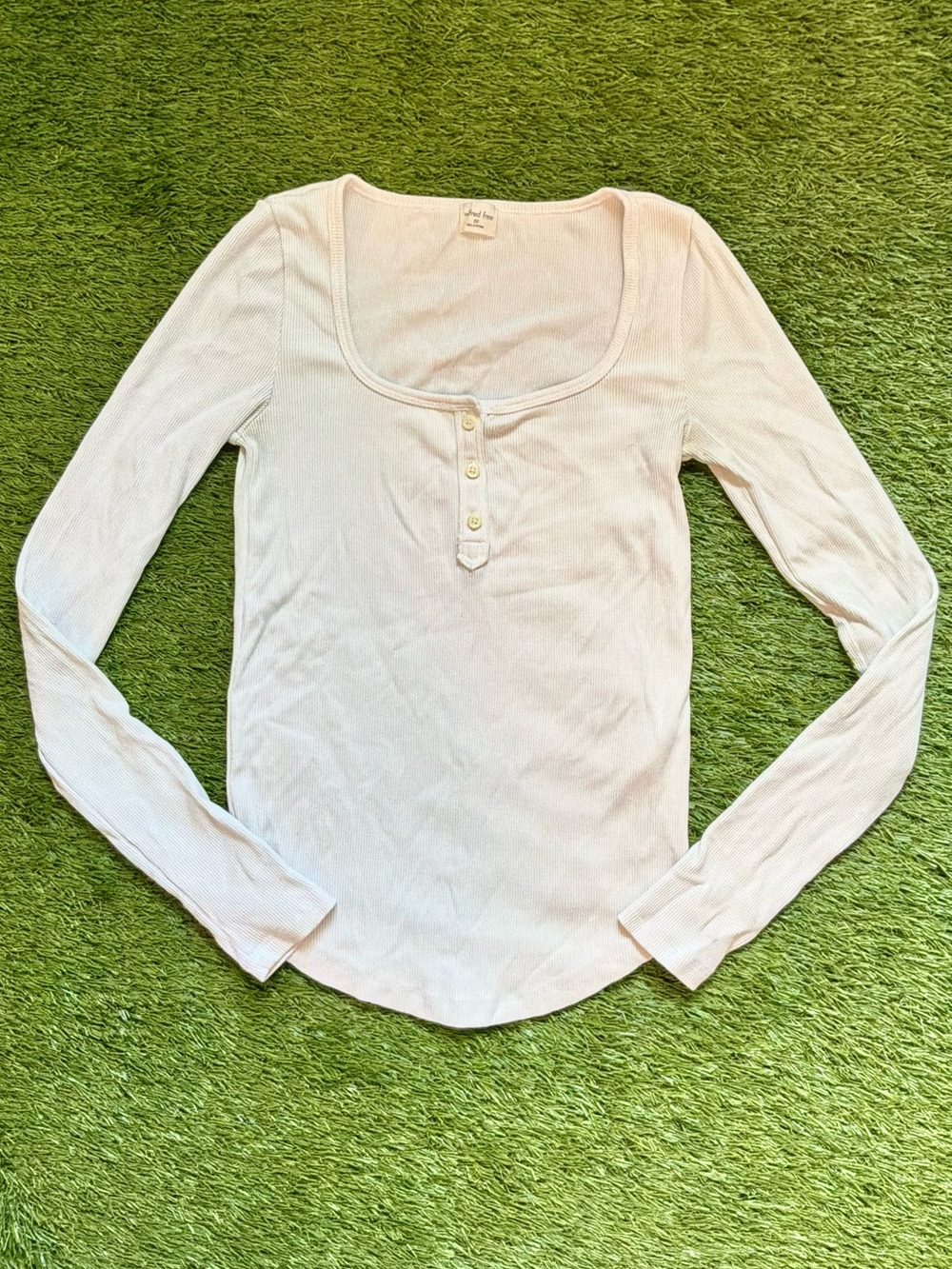 Aritzia Wilfred Free Ribbed Henley Long Sleeve Top XXS